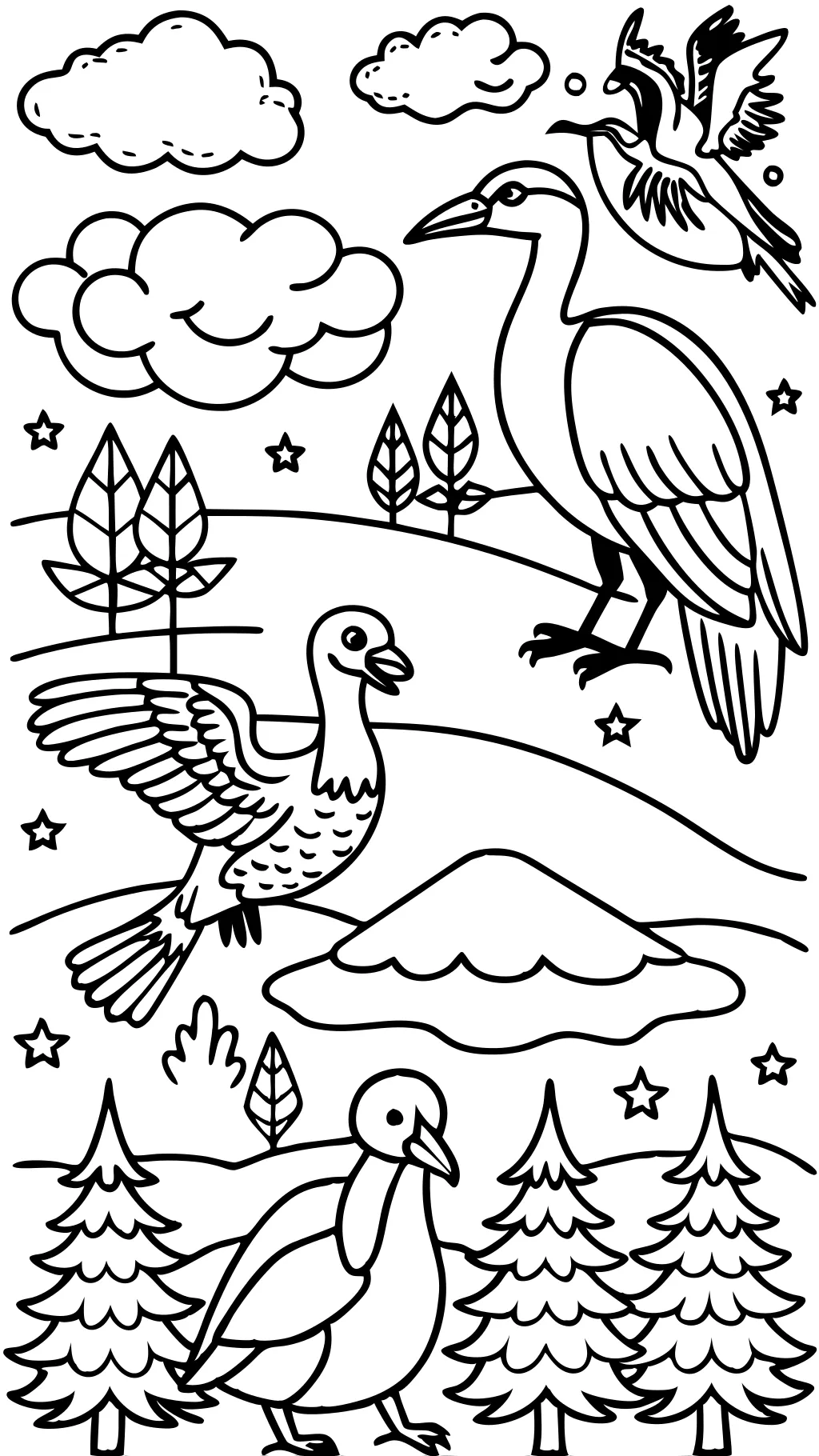 Page de coloriage d’oiseau